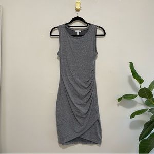 Leith Nordstrom Heather Gray Sleeveless Ruched Crewneck Bodycon Dress